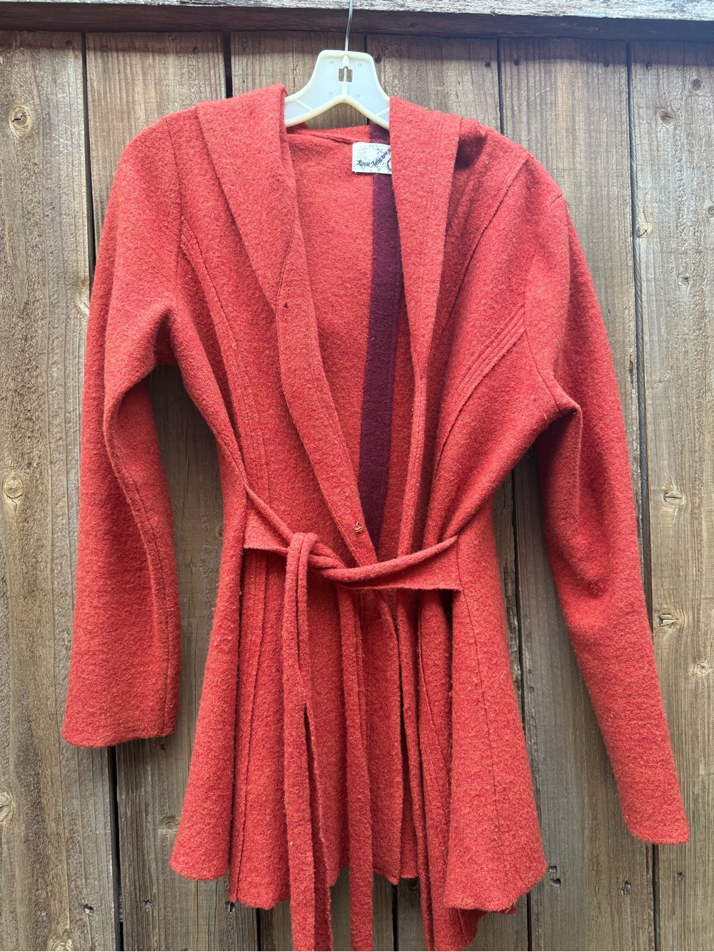 Cozy Hooded Belted Women’s Wrap Jacket - Rust